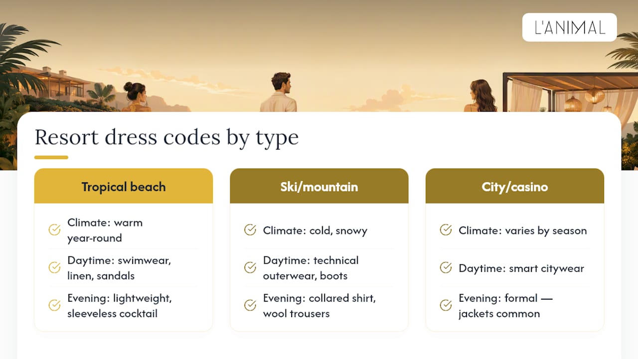Comparison of resort types and dress codes