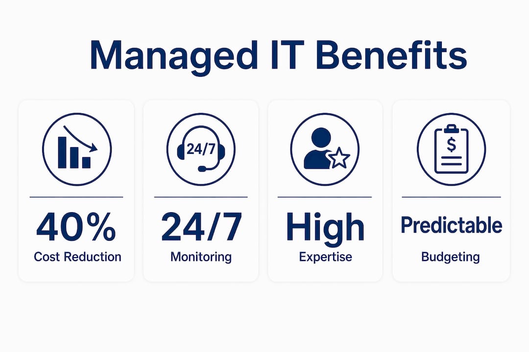 Infographic highlighting managed IT benefits