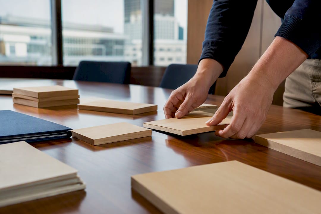Hands aligning governance workflow charts