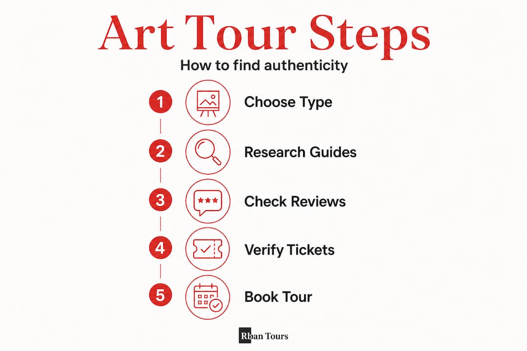 Infographic showing steps for finding art tours
