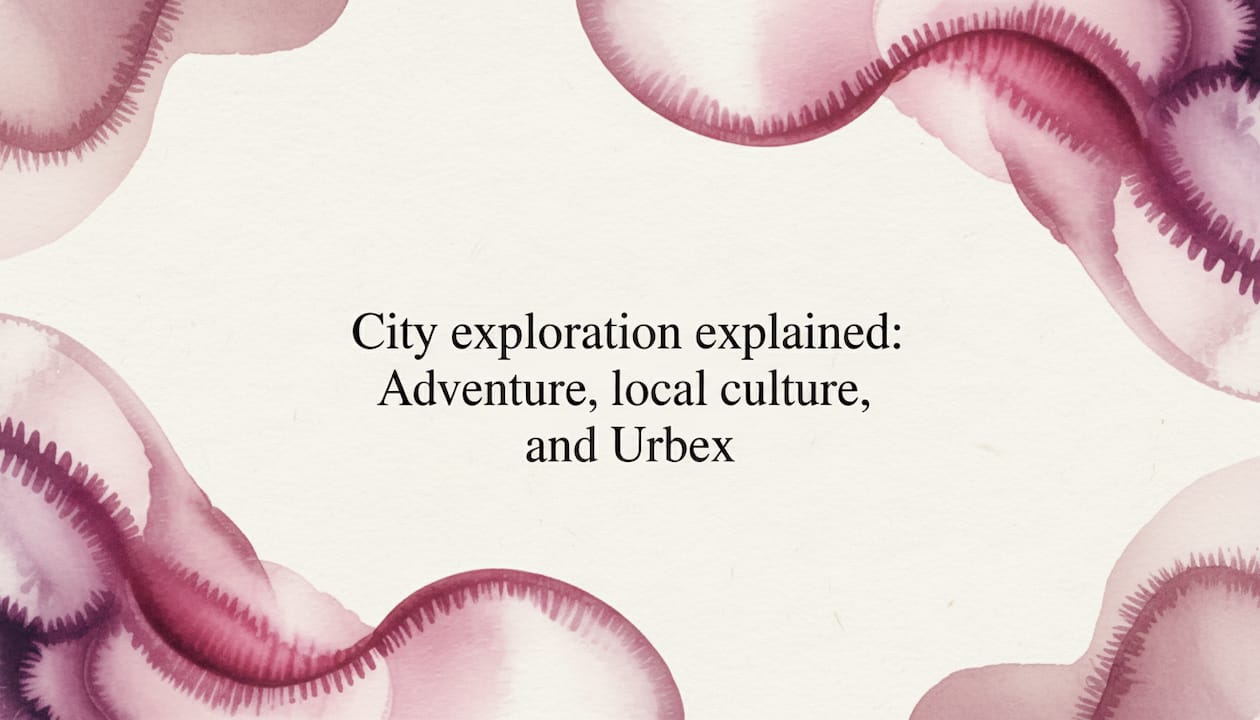 Editorial watercolor ribbon frame for city exploration title