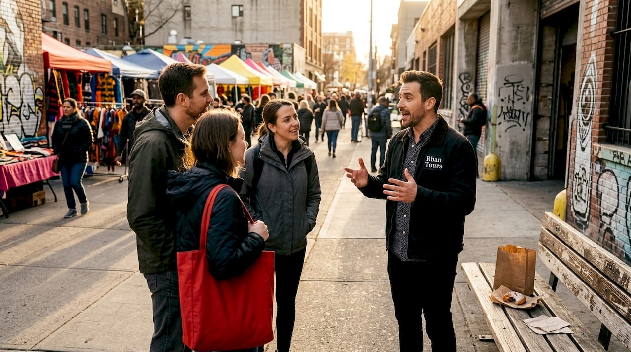 Local guide shares city stories with travelers