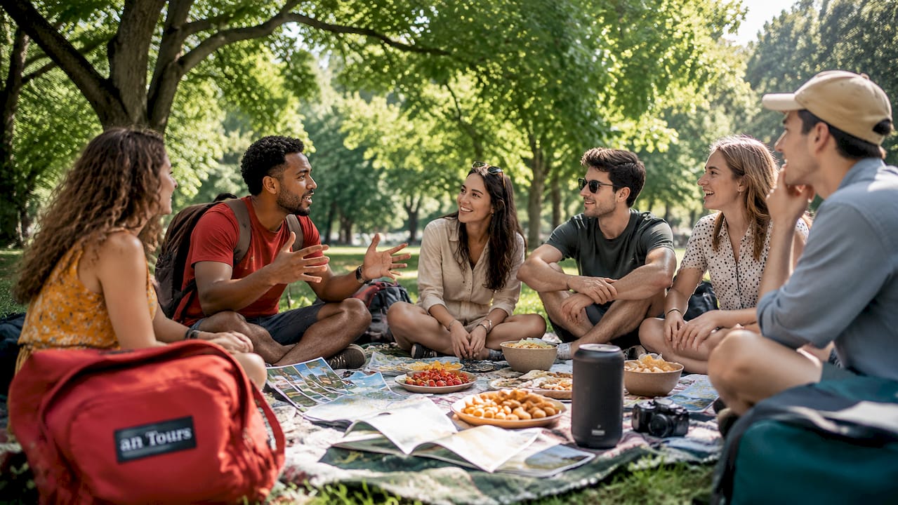Small group enjoying personalized travel with local guide