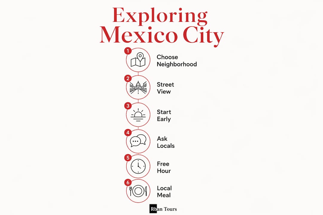 Infographic with six-step guided exploration process