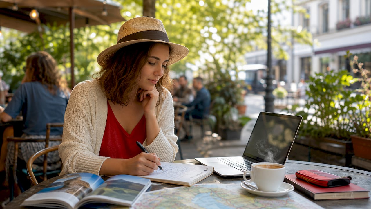 Traveler reviewing curated tour itinerary