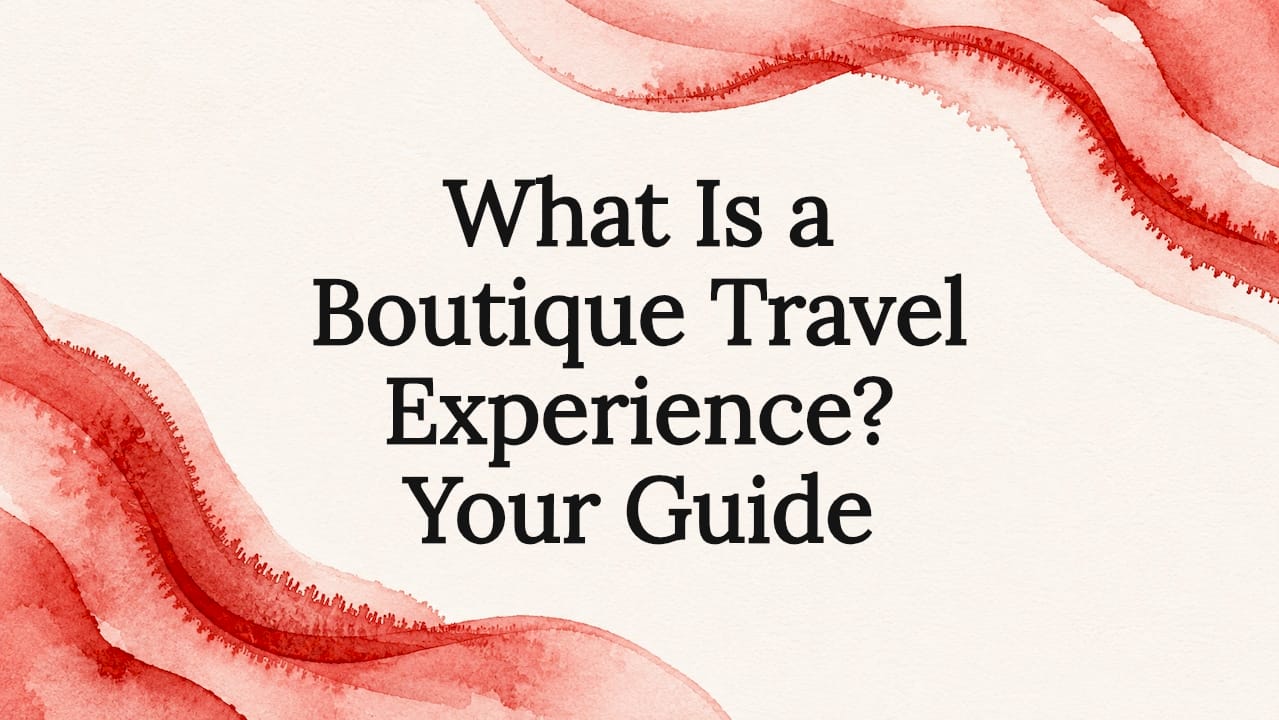 Decorative boutique travel title card illustration