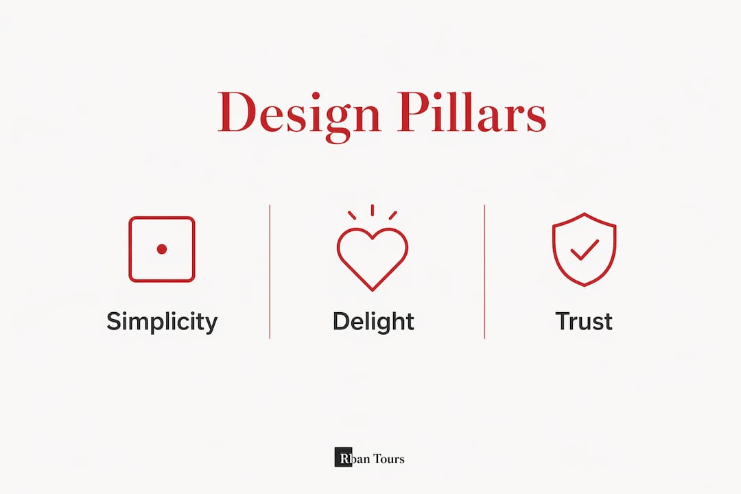 Infographic showing core pillars of travel design