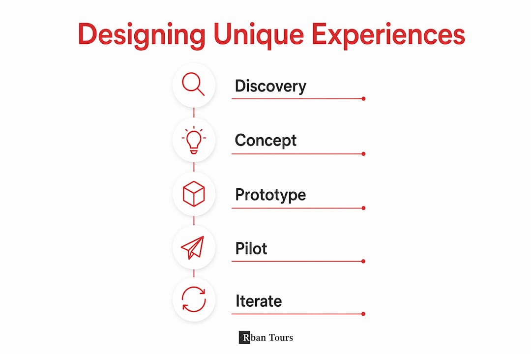 Infographic illustrating unique experience design steps