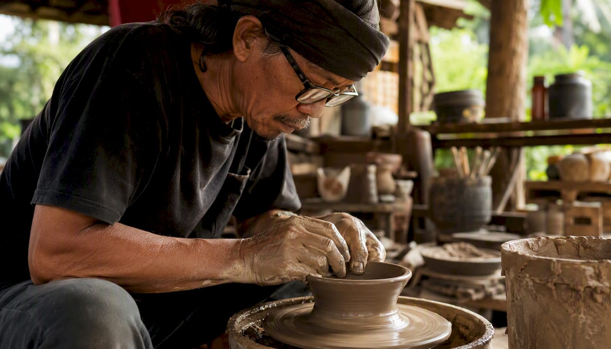 Artisan demonstrating traditional craft technique