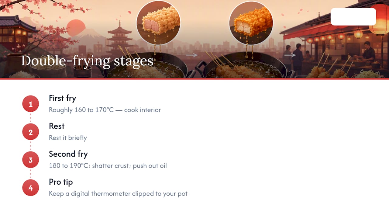 Diagram showing double-frying temperature stages