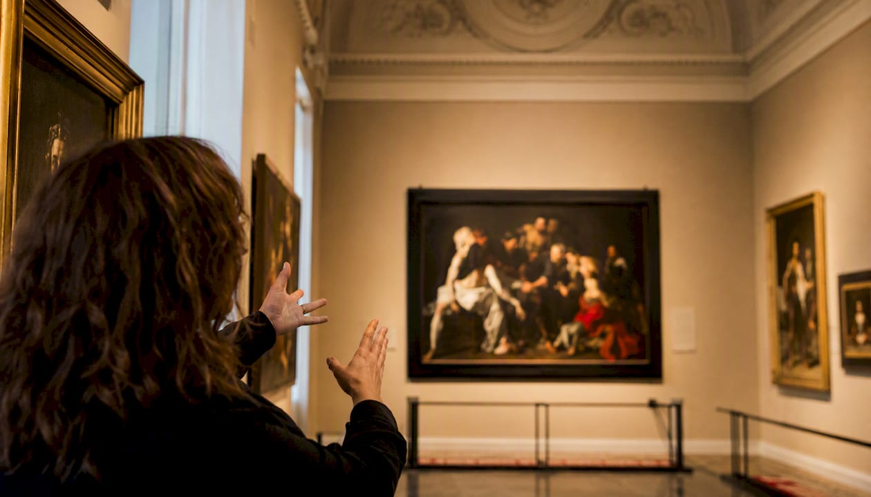 Renaissance paintings viewed inside Pinacoteca di Brera gallery
