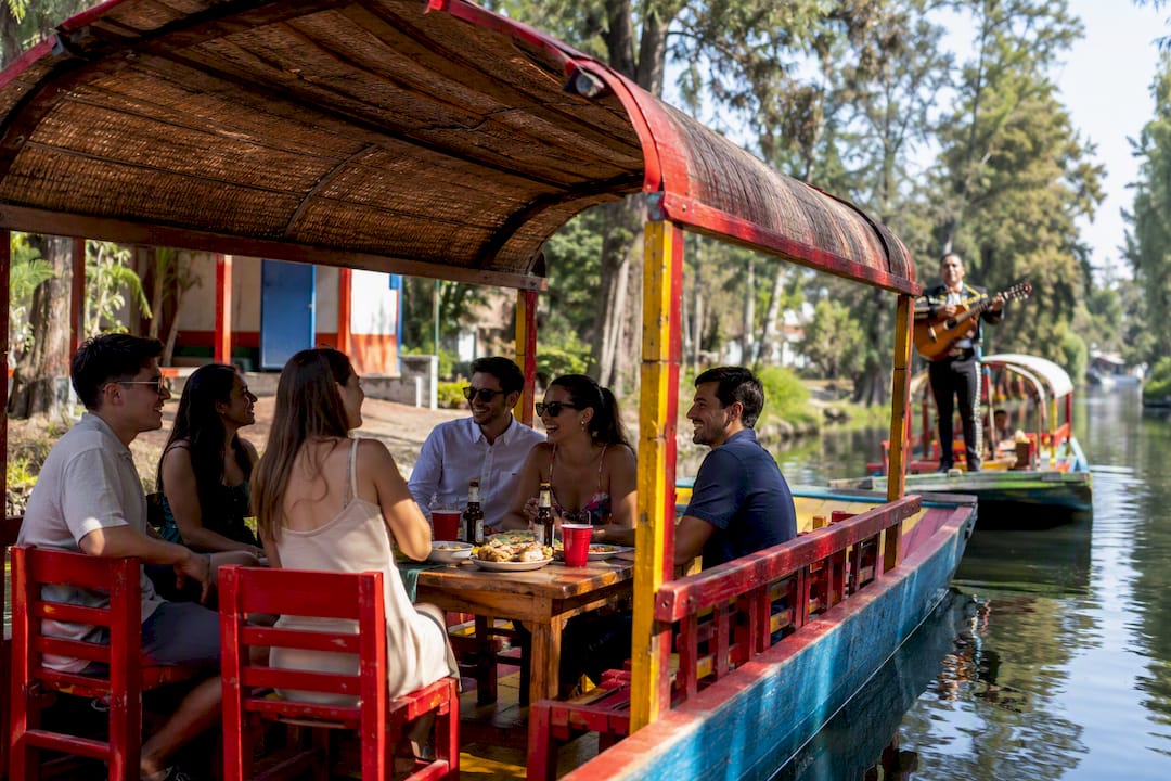 Birthday group aboard Xochimilco trajinera