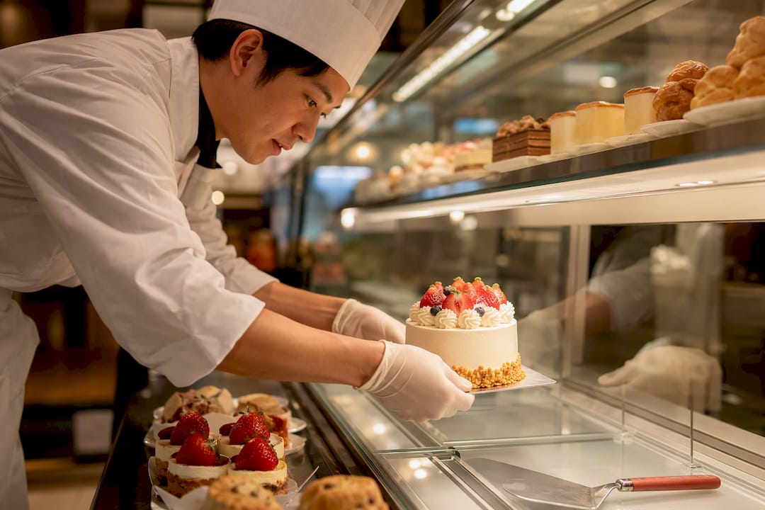 Birthday cake in Tokyo bakery display