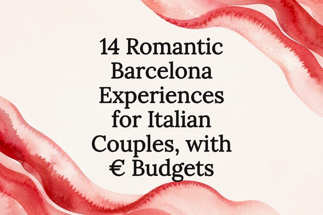 Watercolor Barcelona romance title card