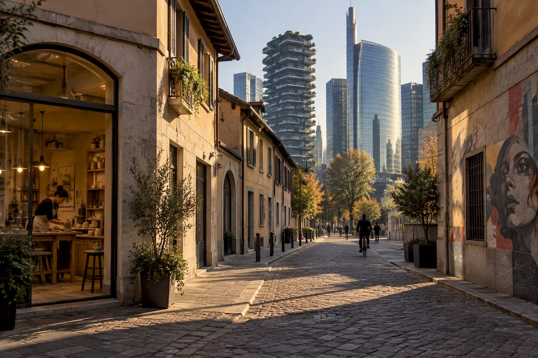 Isola streets meeting Porta Nuova towers