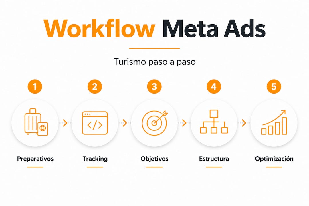 Guía visual paso a paso para gestionar campañas de Meta Ads en turismo