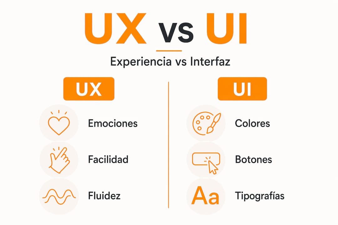 Infografía sobre las diferencias entre UX y UI en el ámbito del marketing digital