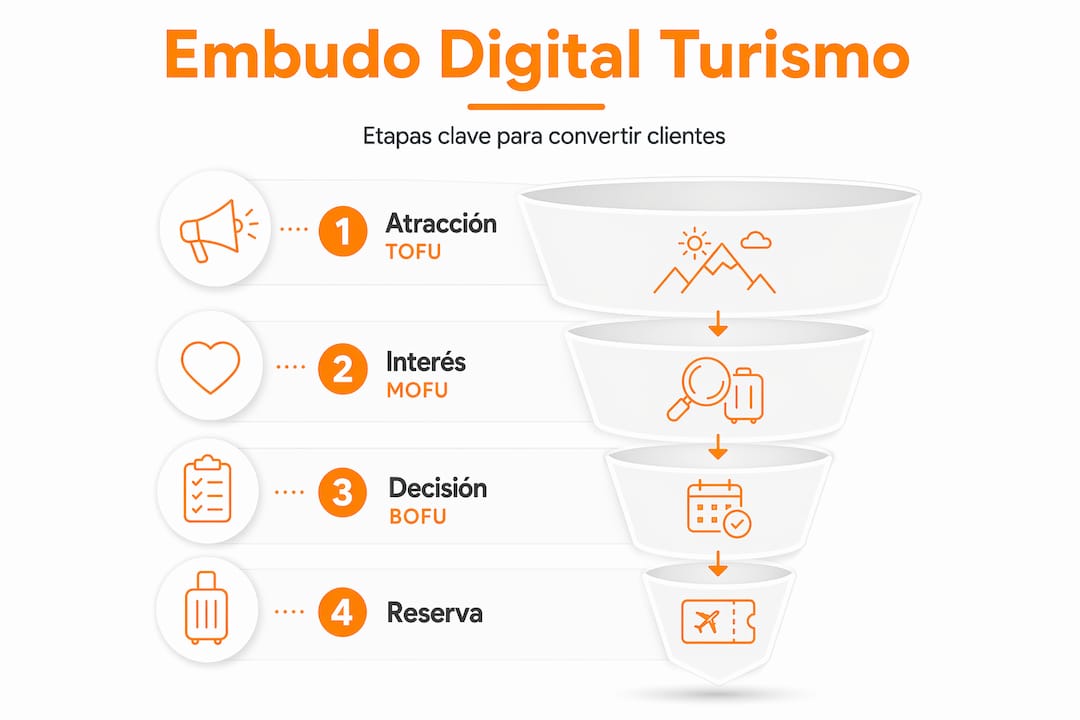 Infografía vertical sobre el recorrido digital del turista