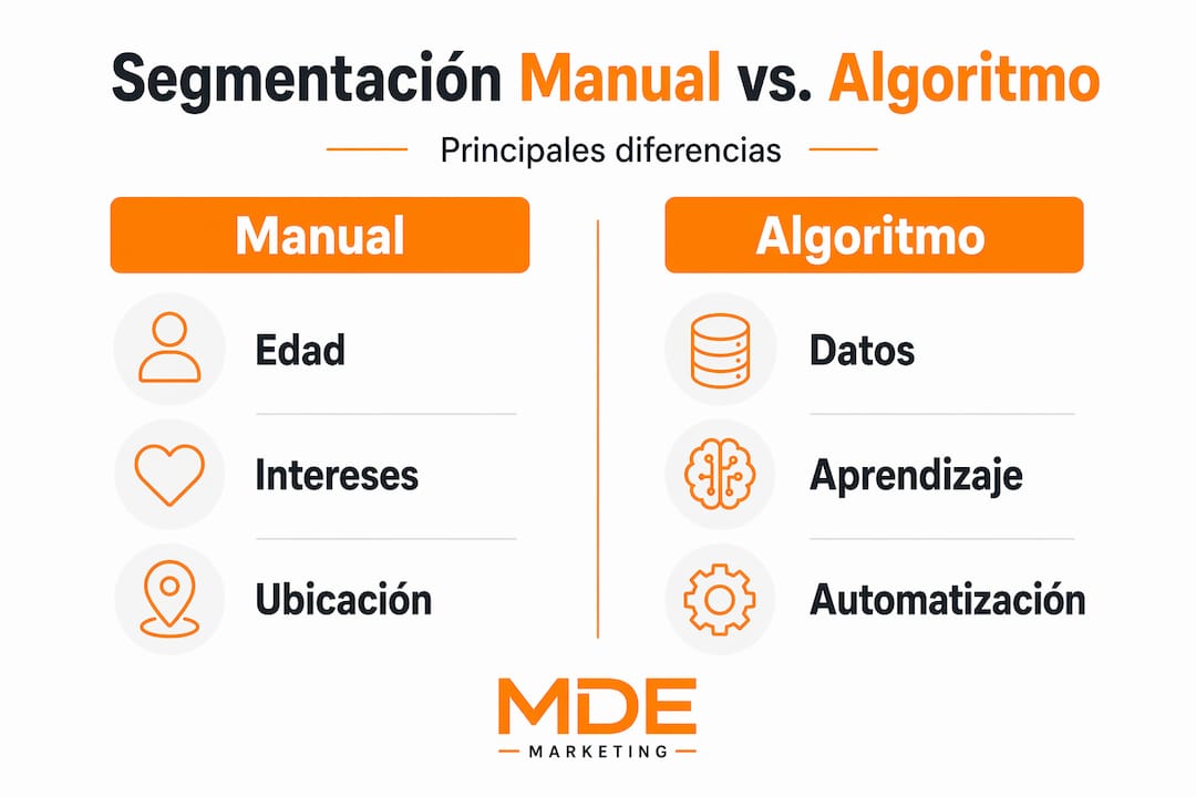 Infografía comparando segmentación manual y algorítmica