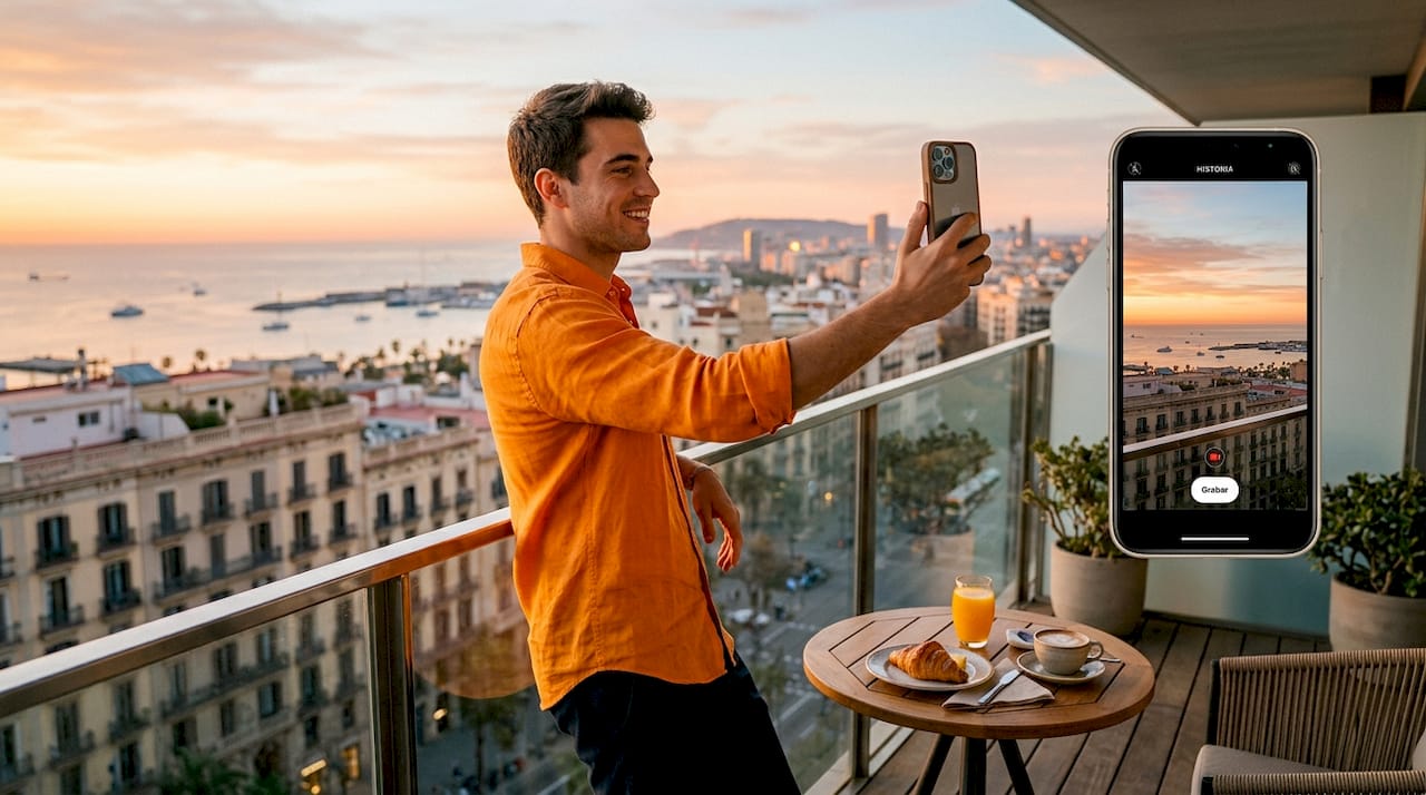 Una turista comparte en Instagram cómo disfruta el desayuno del hotel.