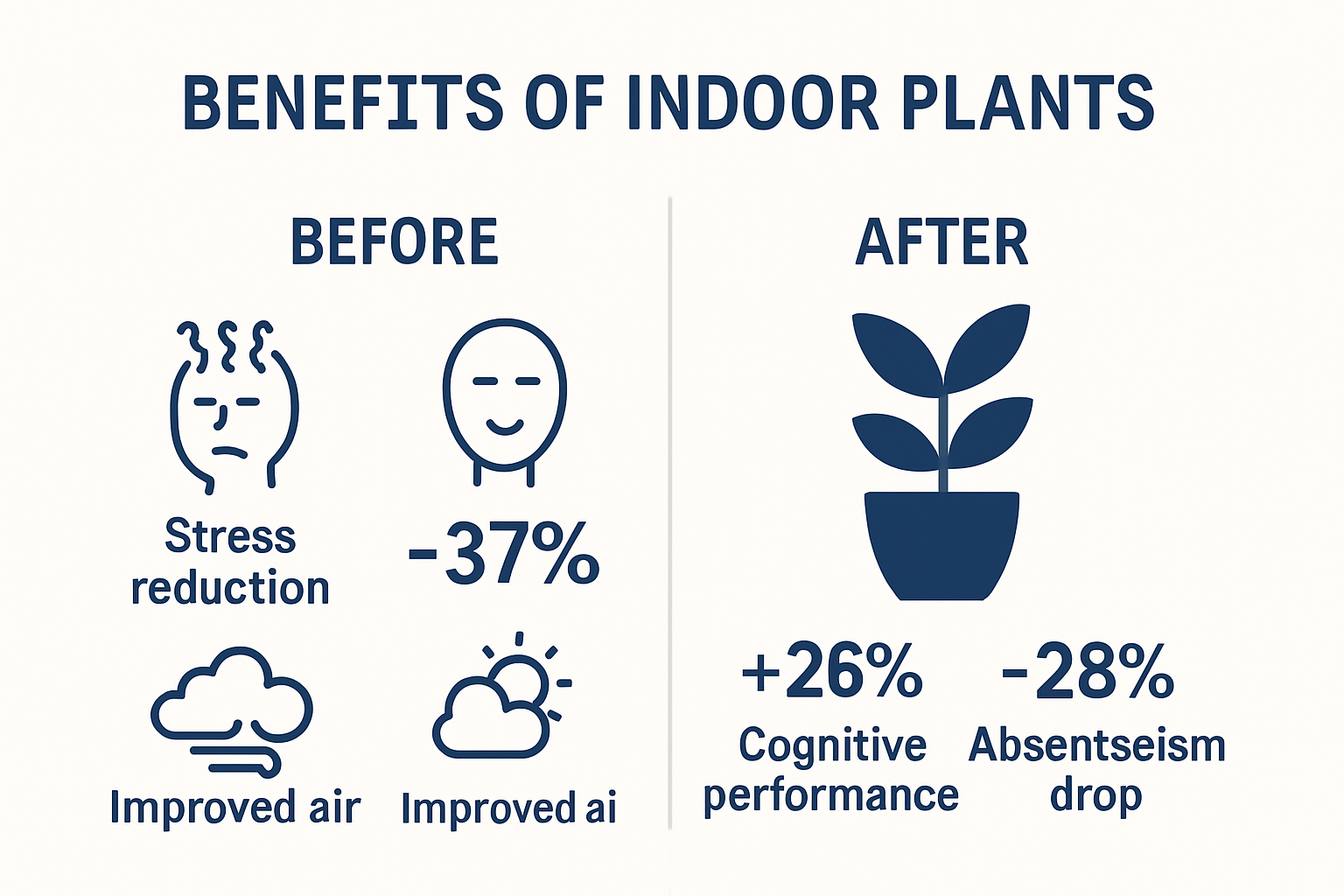 Comparison of indoor landscaping benefits for employees