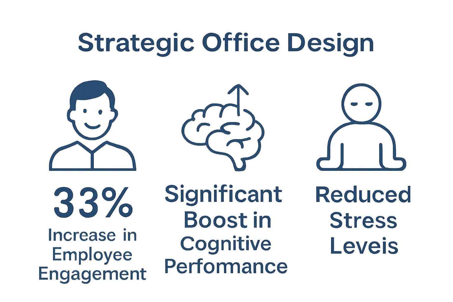 Infographic showing three statistics on office design impact