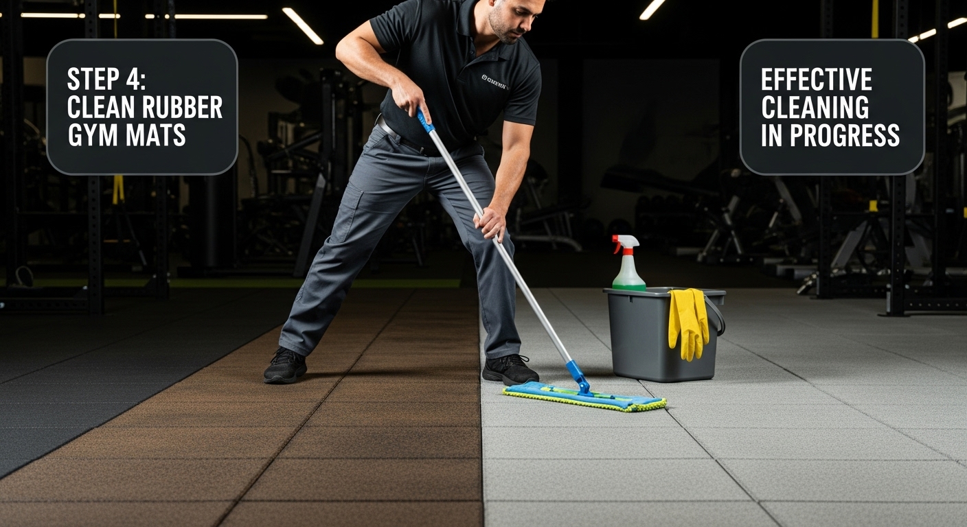 cleaning rubber gym mat