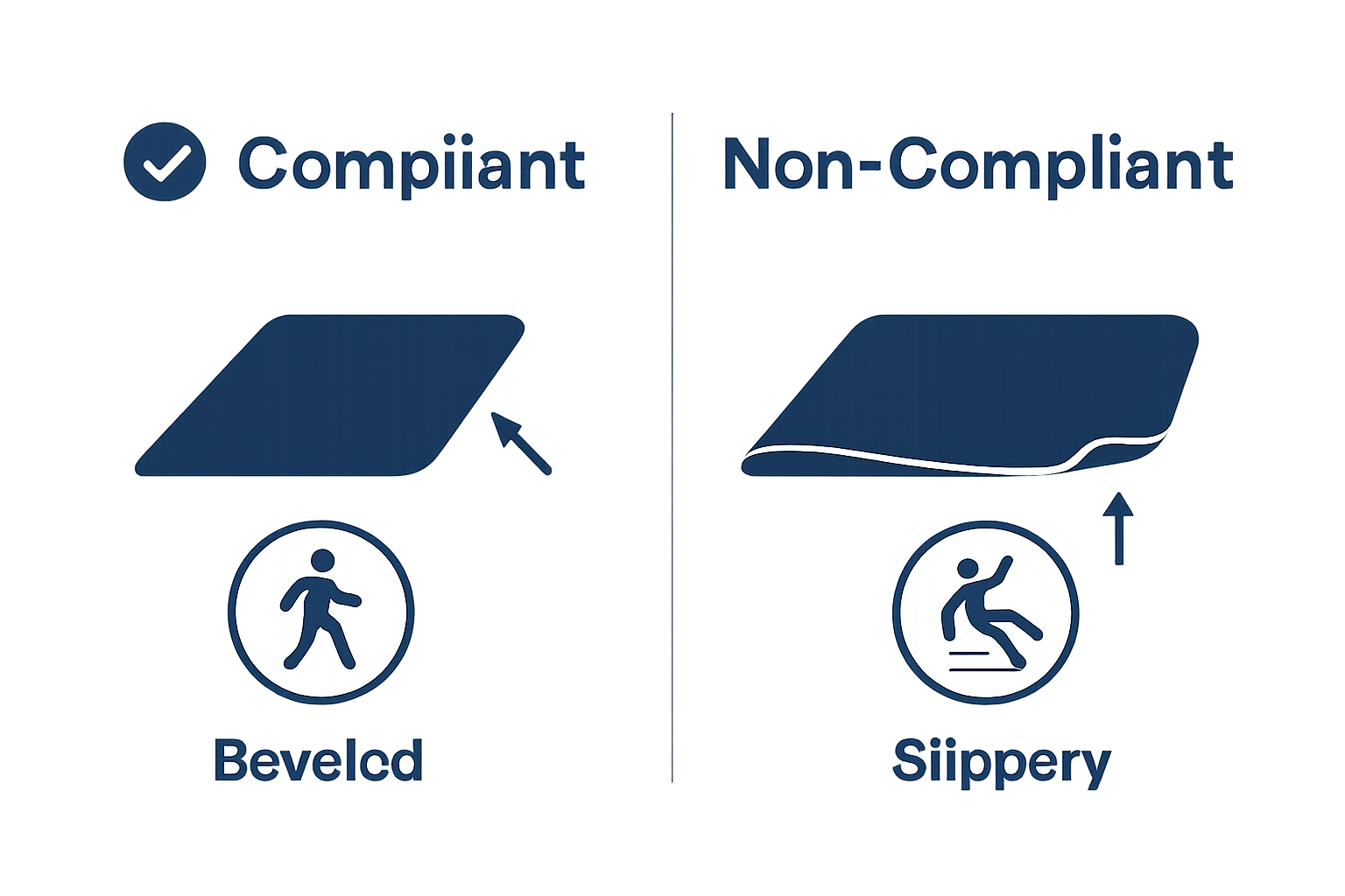 ADA versus non-ADA floor mat comparison graphic