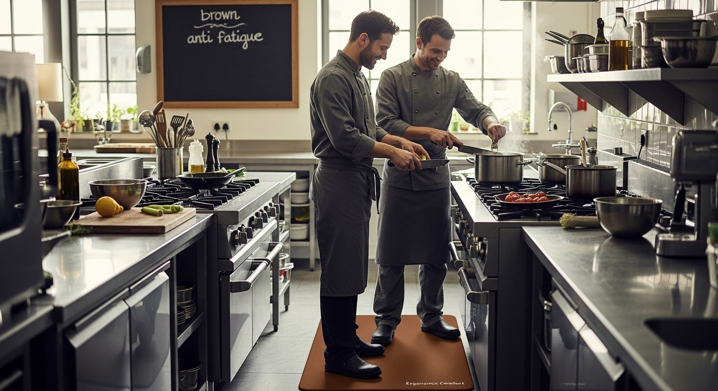 brown anti fatigue mat kitchen