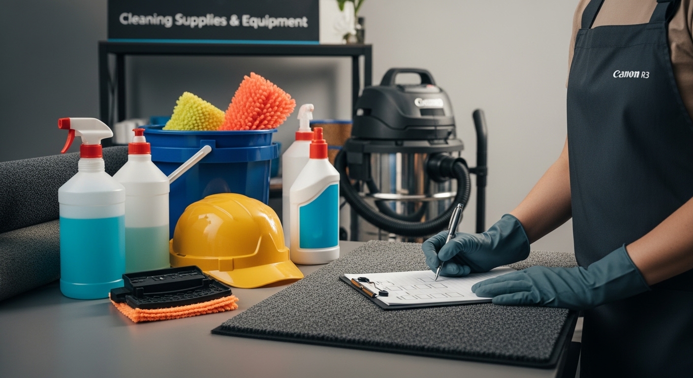 cleaning supplies mat preparation