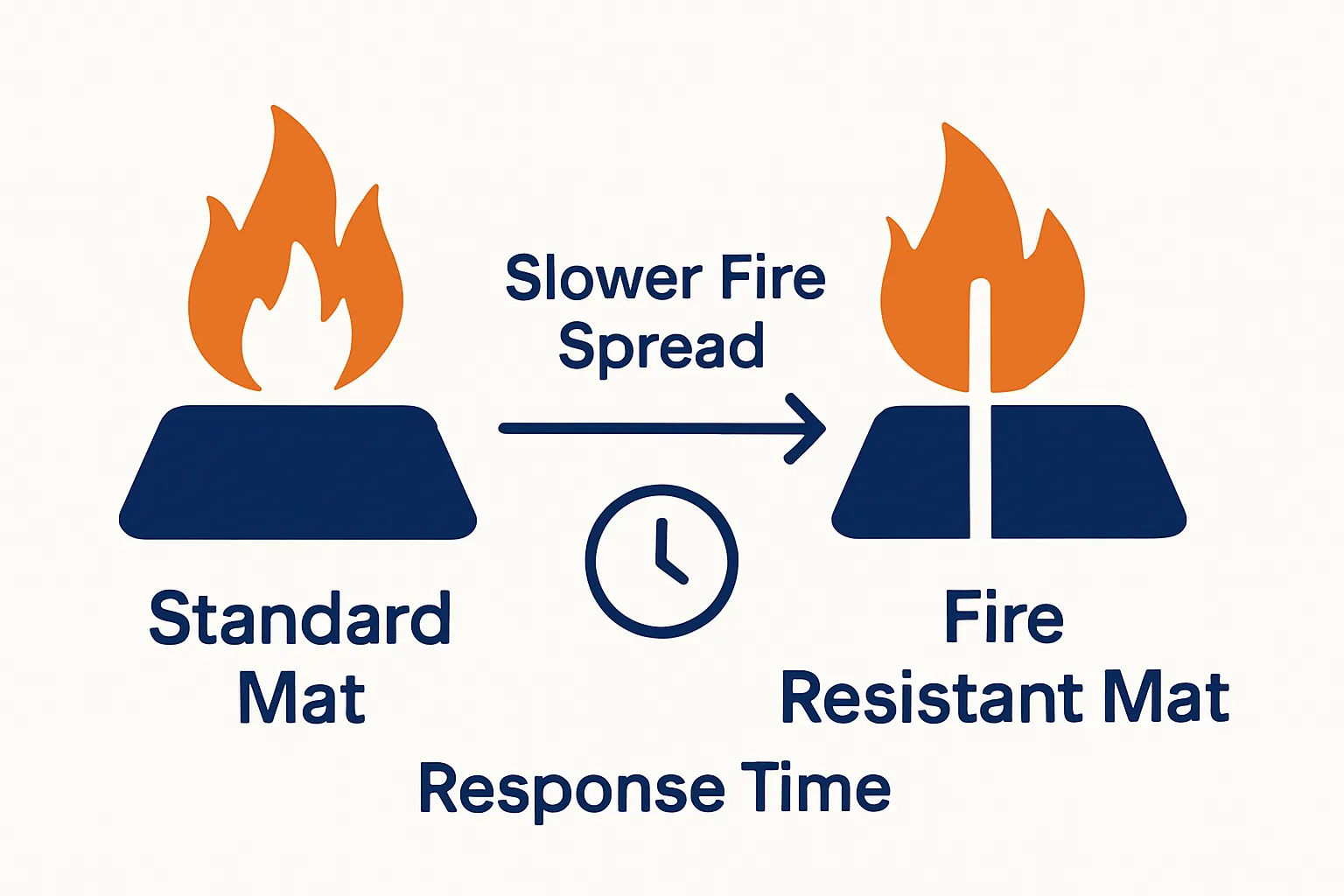 Comparison of standard vs fire resistant floor mat in fire scenario
