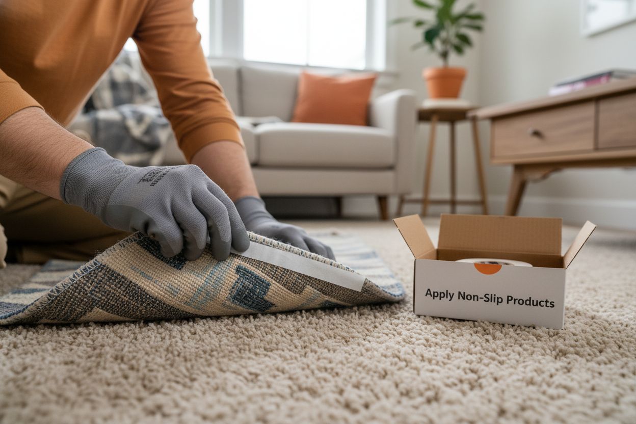 apply non-slip rug