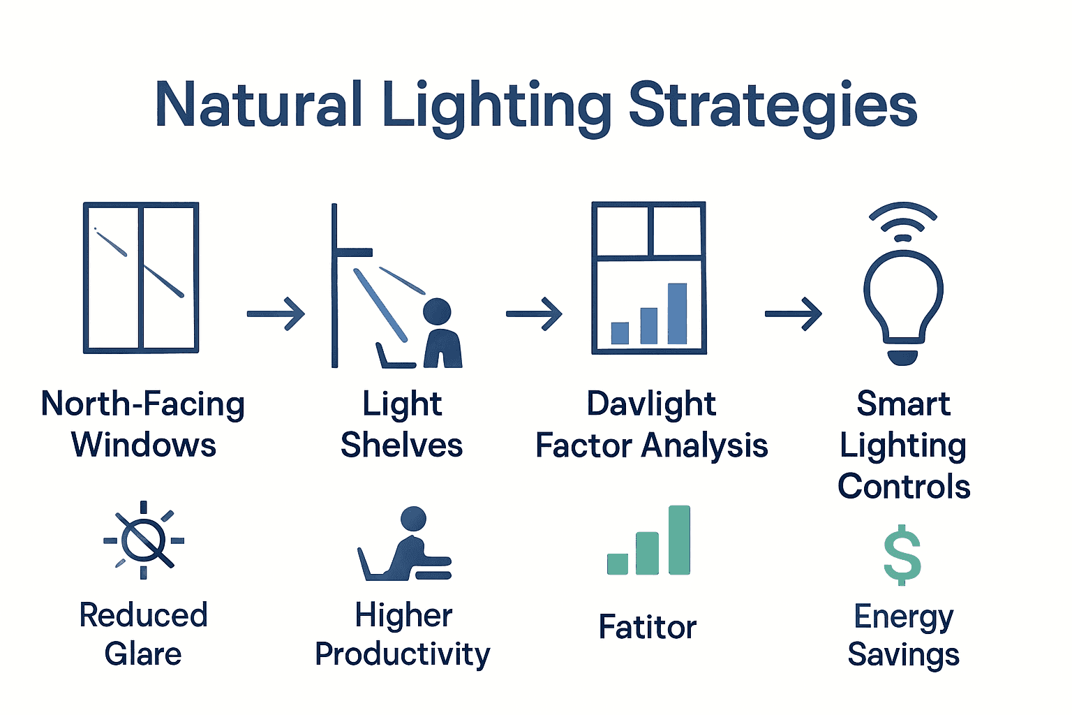 Infographic comparing four office natural lighting strategies and benefits