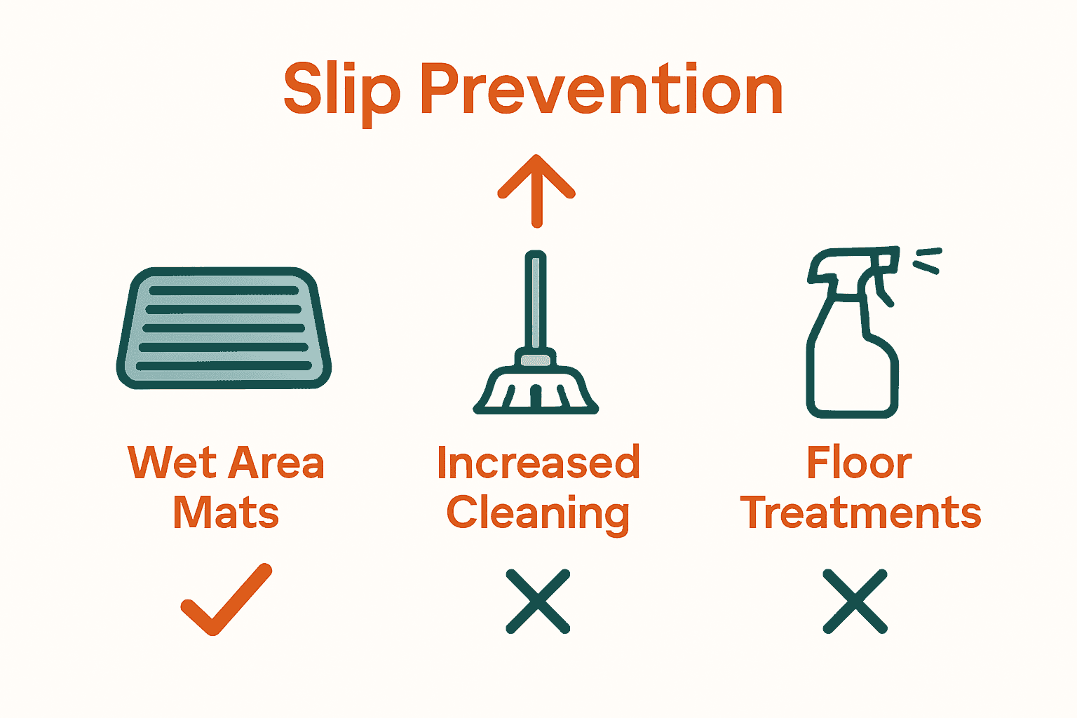 Infographic comparing safety strategies for wet areas