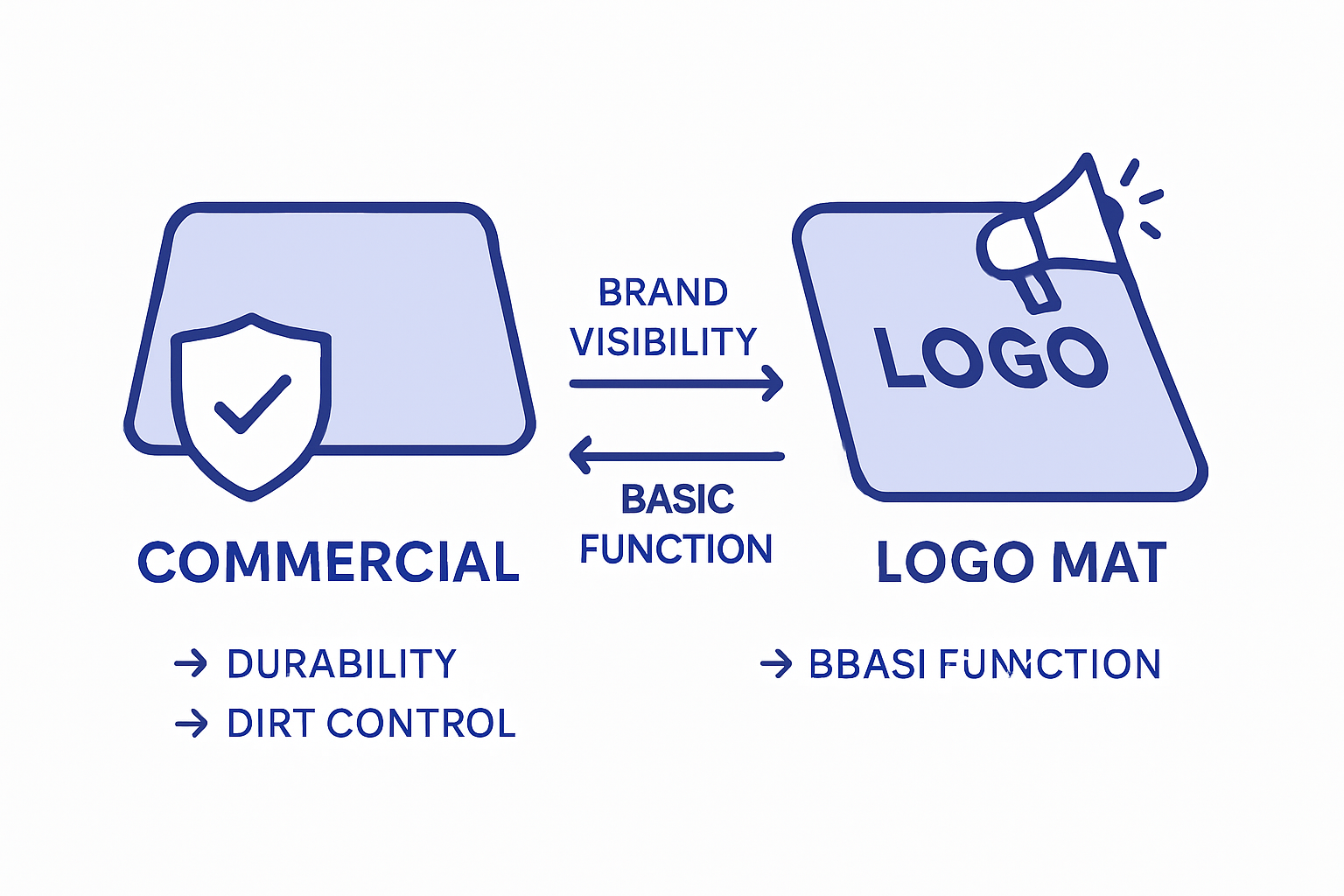 Infographic comparing logo and standard mats