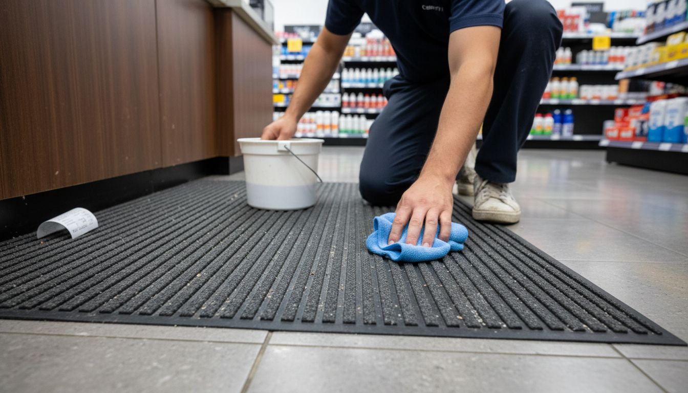 Janitor cleaning durable rubber entryway mat