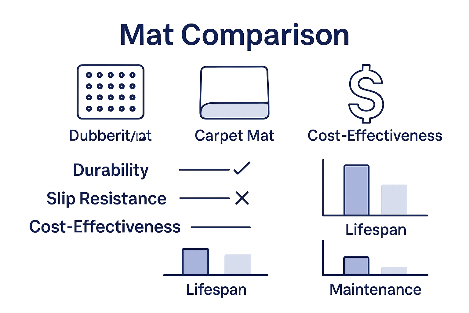 Infographic comparing rubber and carpet entryway mats