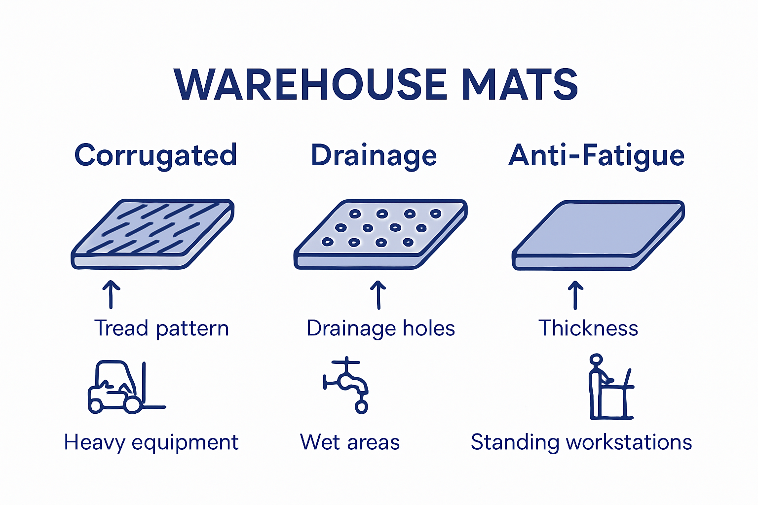 Comparison of warehouse rubber mat types