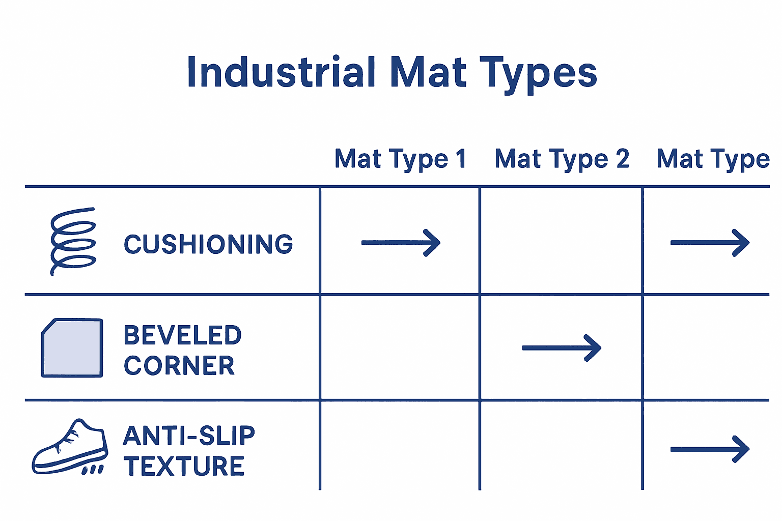 Infographic comparing industrial mat features