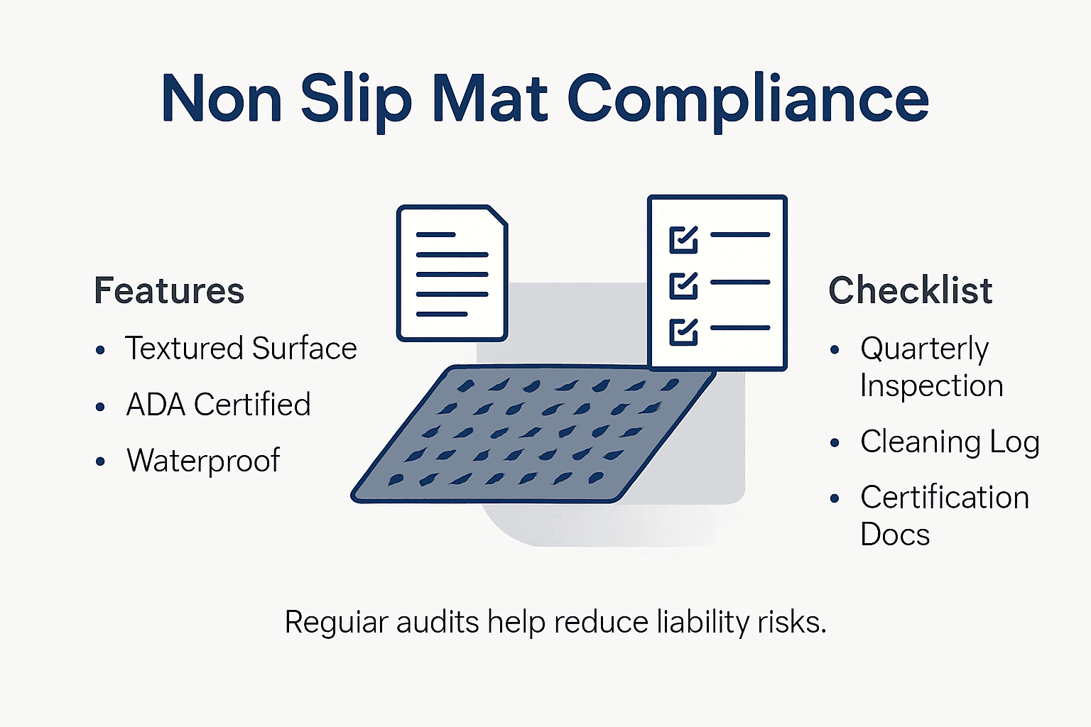 Infographic showing non slip mat compliance steps