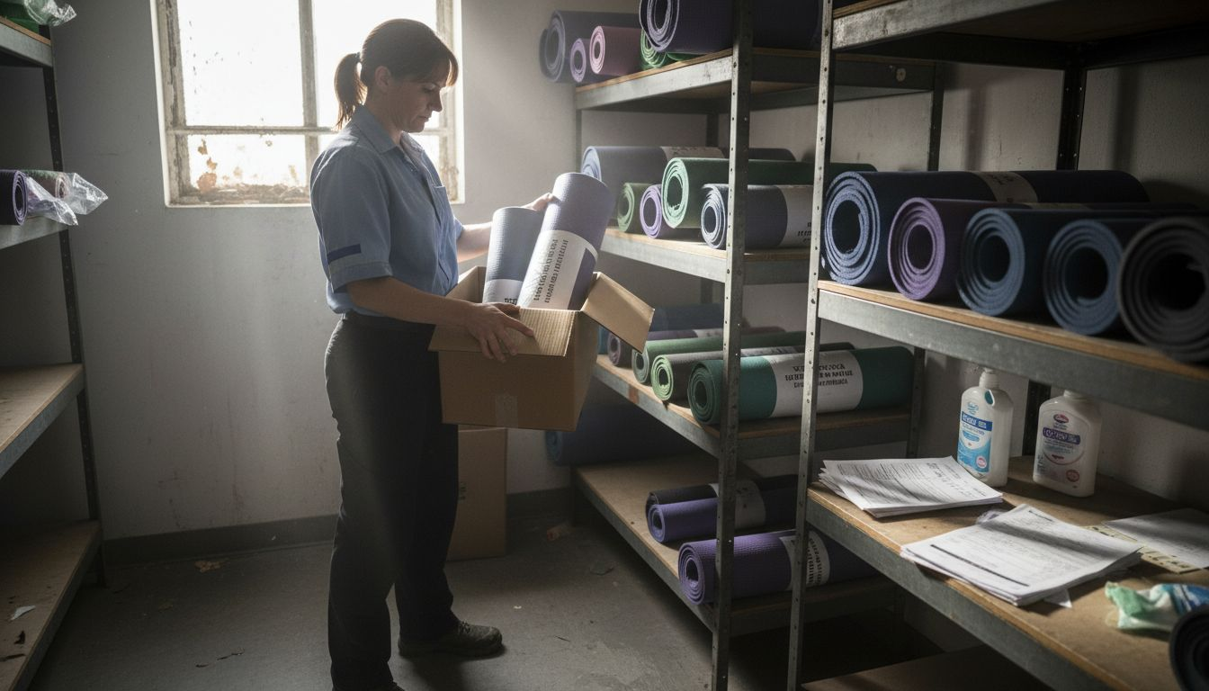 Supervisor inspecting eco yoga mat materials