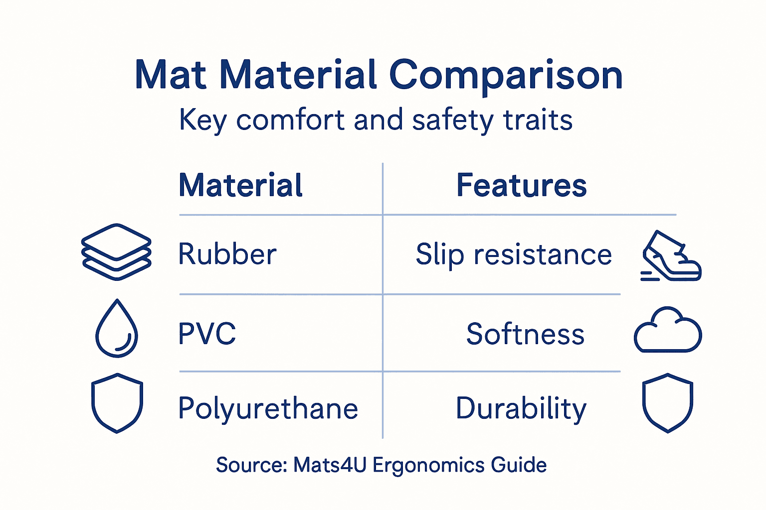 Infographic shows mat materials and their features