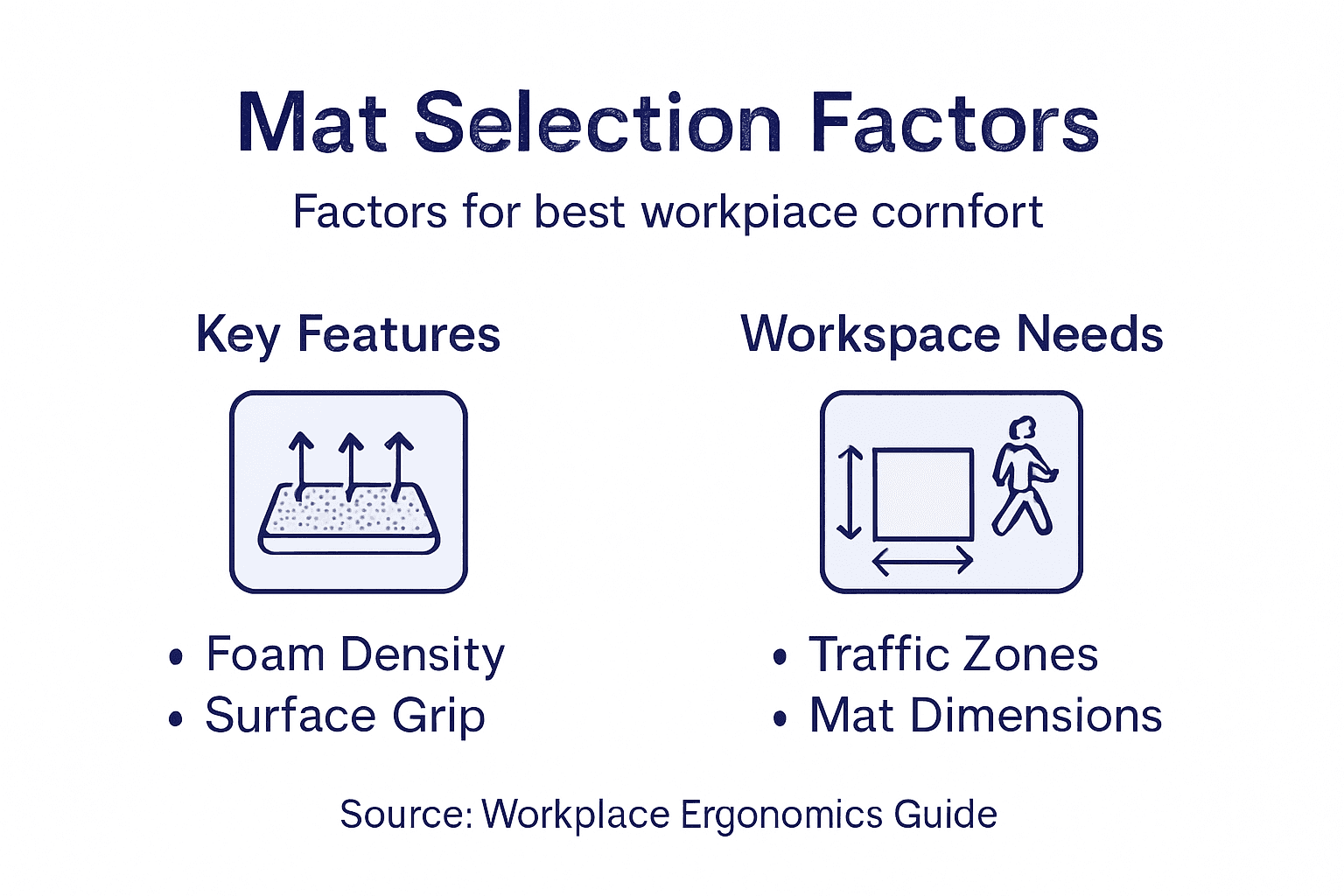 Infographic showing mat selection factors