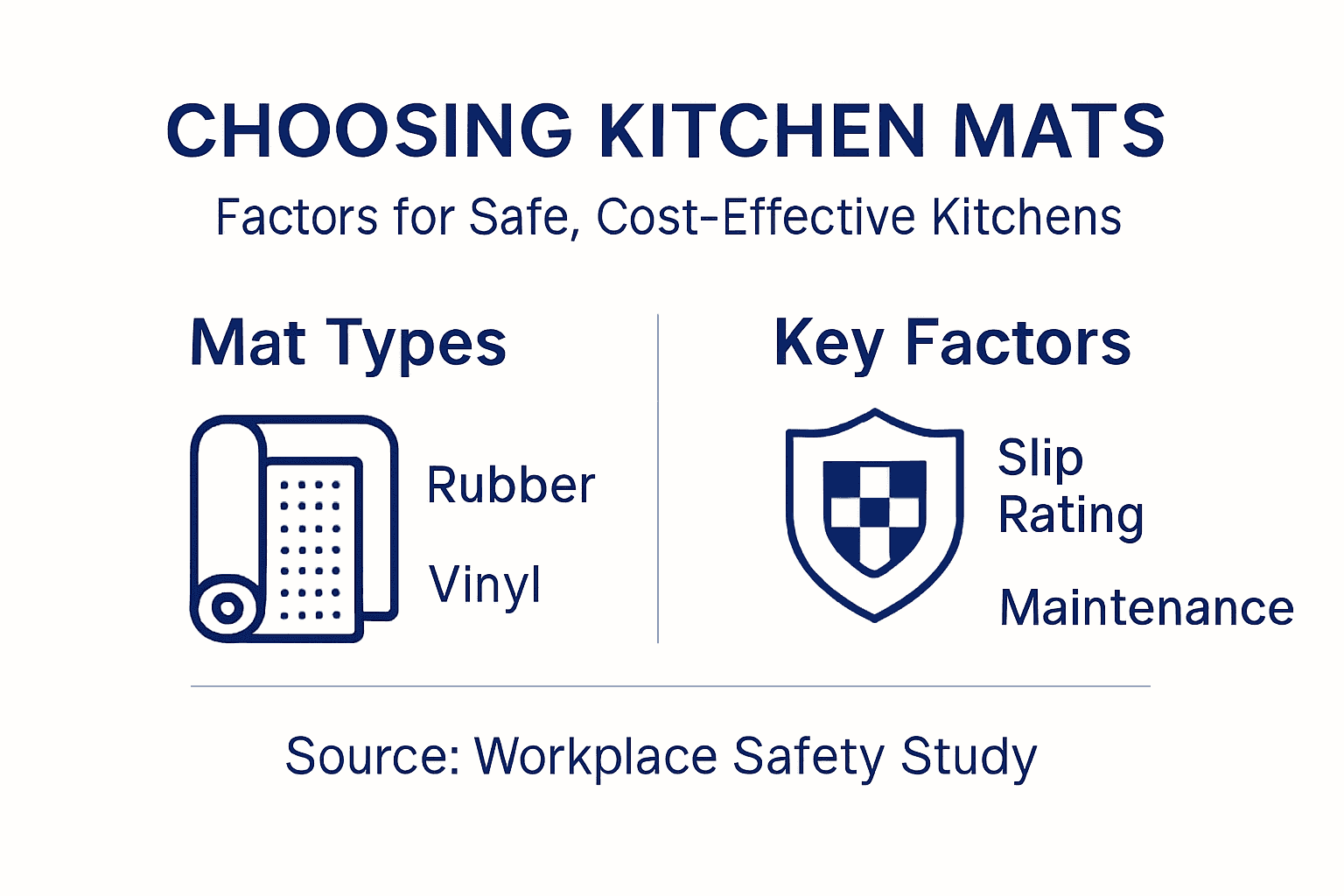 Infographic about kitchen mat selection criteria