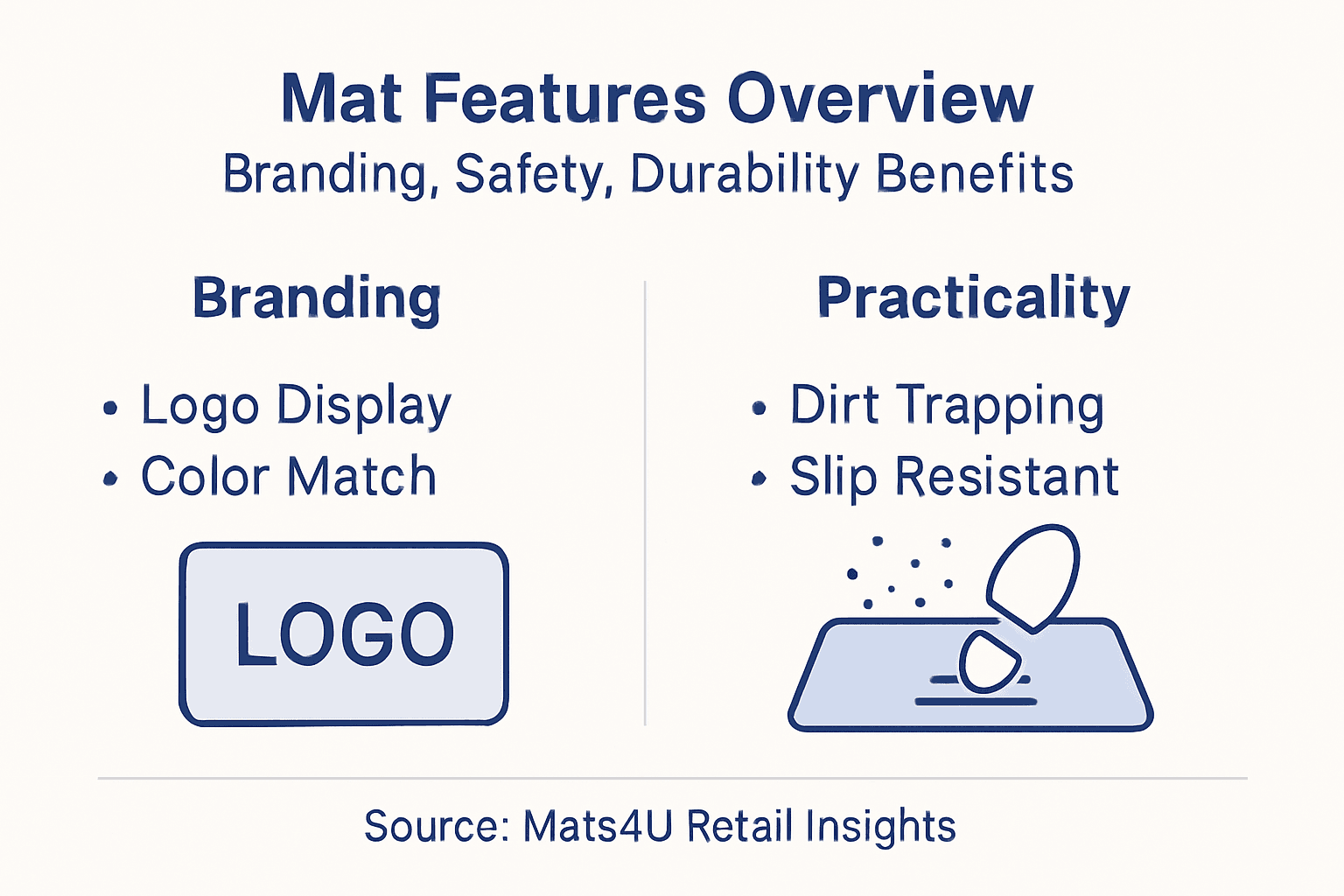 Infographic on branded mat key features
