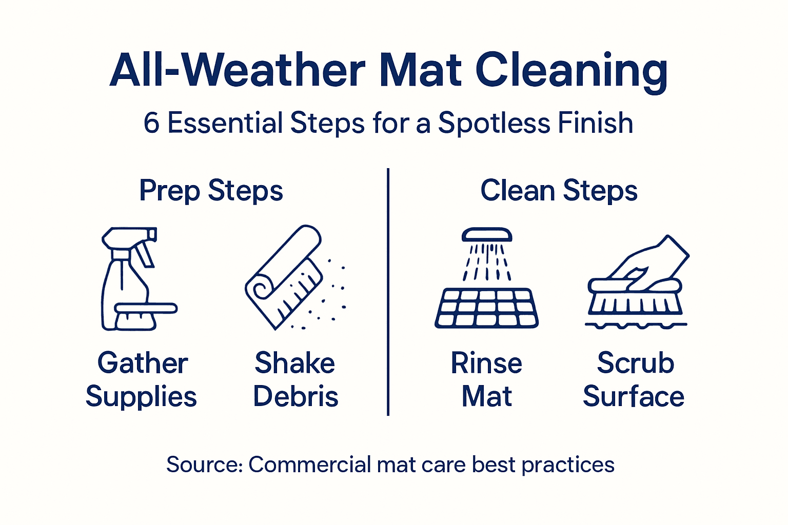 Infographic showing all weather mat cleaning steps