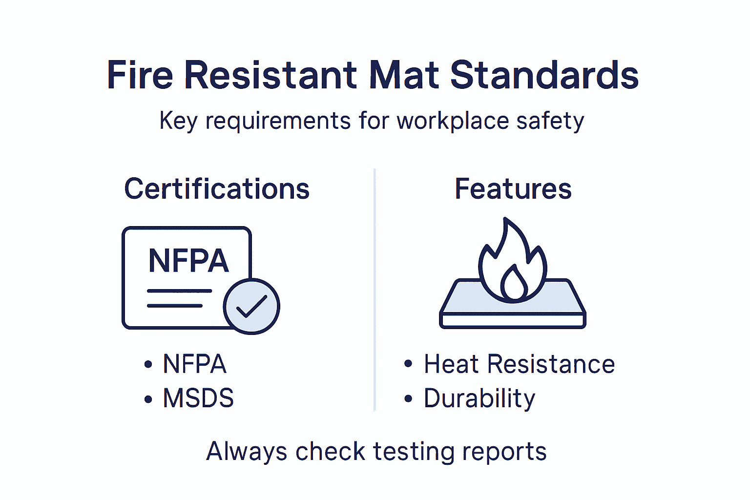 Infographic about fire resistant mat certifications