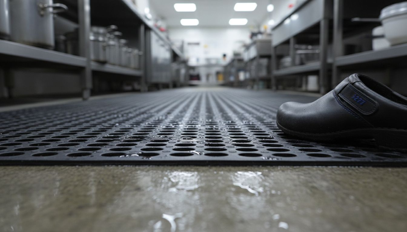 Mat showing drainage and grip texture