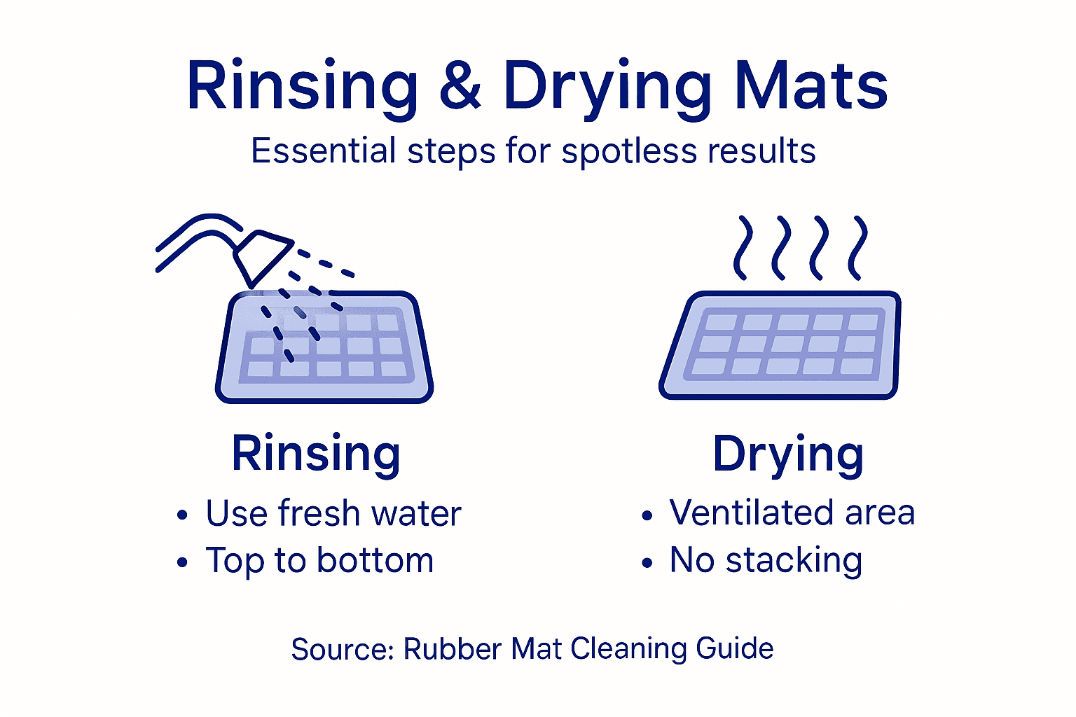 Infographic summarizing mat rinsing and drying