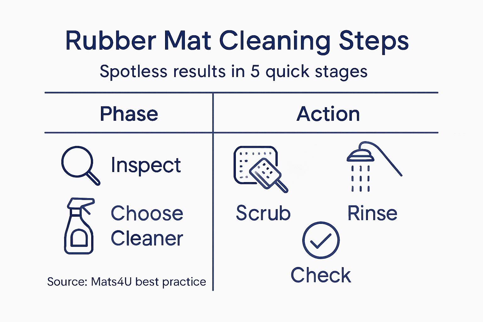 Infographic of rubber mat cleaning steps